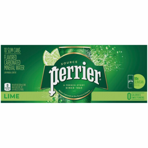 Perrier Lime Flavored Carbonated Mineral Water 10 Count Perspective: bottom