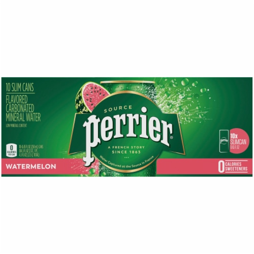 Perrier® Watermelon Sparkling Natural Mineral Water 10 Cans Perspective: bottom