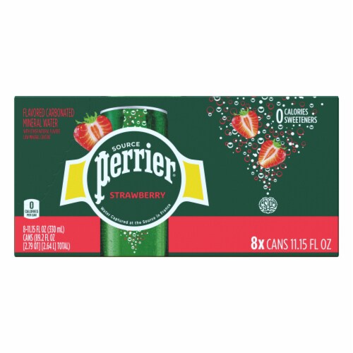 Perrier Strawberry Flavored Sparkling Water Perspective: bottom