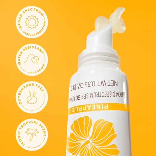 Hawaiian Tropic® Pineapple Lip Balm Sunscreen SPF 30  with 12 hour Moisturization + Vitamin E Perspective: bottom