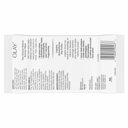 Olay Cleanse Fragrance Free Face Makeup Remover Wipes and Facial Cleansing Wipes Perspective: bottom