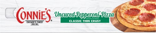 Connie's Uncured Pepperoni Classic Thin Crust Frozen Pizza Perspective: bottom