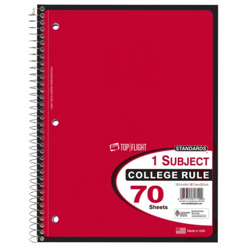 Top Flight Standards® College Ruled 1-Subject Notebook 70 Sheets - Colors May Vary Perspective: bottom