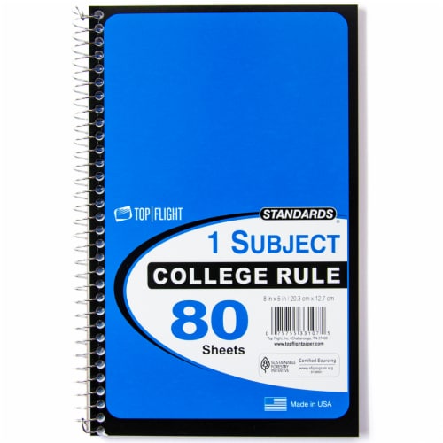 Top Flight College Rule 1-Subject Notebook - Assorted Perspective: bottom
