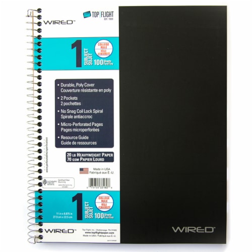 Top Flight Wired™ Assorted College-Ruled 1-Subject Notebook Perspective: bottom
