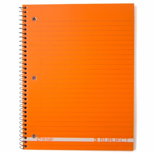 Top Flight Boss Wide Ruled 3-Subject Notebook Perspective: bottom
