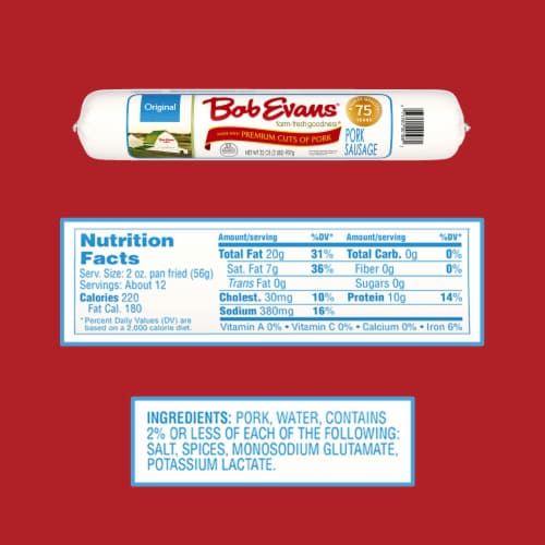 Bob Evans Original Pork Sausage Roll Perspective: bottom