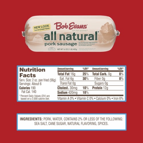 Bob Evans All Natural Pork Sausage Roll Perspective: bottom