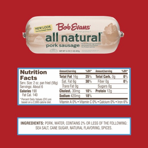 Bob Evans All Natural Pork Sausage Roll Perspective: bottom