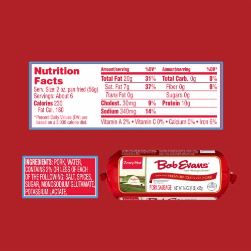 Bob Evans Zesty Hot Pork Sausage Roll Perspective: bottom
