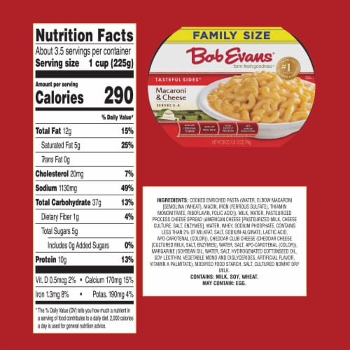 Bob Evans Family Size Macaroni and Cheese Perspective: bottom