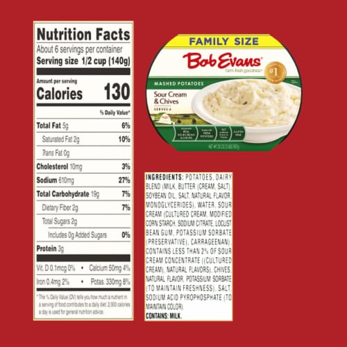 Bob Evans Family Size Sour Cream & Chives Mashed Potatoes Perspective: bottom