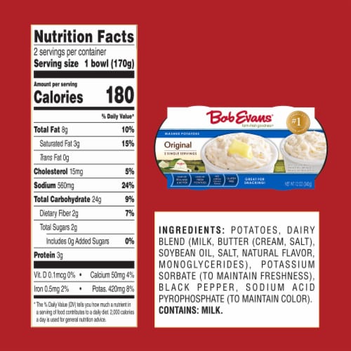 Bob Evans Original Mashed Potatoes Single Serving Microwavable Cups Perspective: bottom