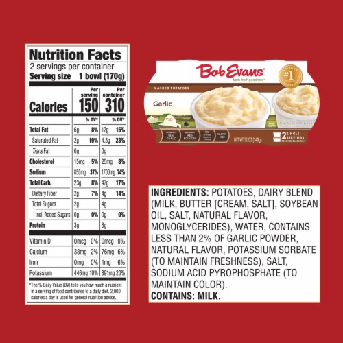 Bob Evans Garlic Mashed Potatoes Single Serve Perspective: bottom