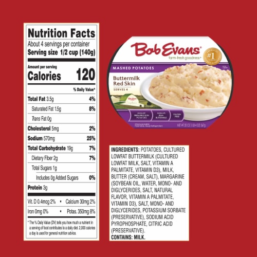 Bob Evans Buttermilk Red Skin Mashed Potatoes Perspective: bottom