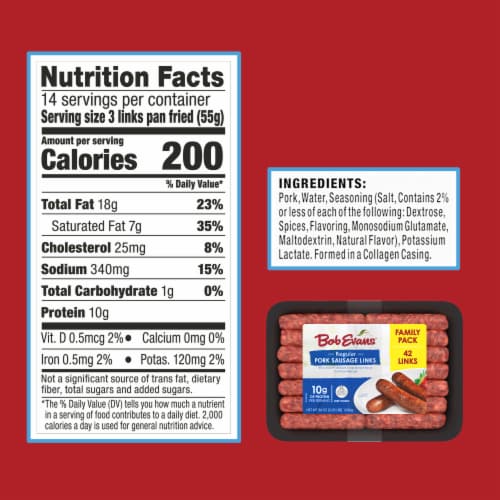 Bob Evans Original Pork Sausage Links Family Pack Perspective: bottom