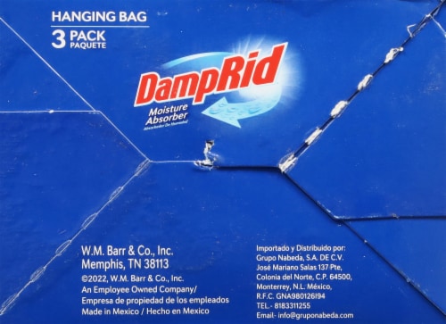 DampRid Hanging Bag, Moisture Absorber, 1 box of 3 bag (16 oz. each bag.),  Blue