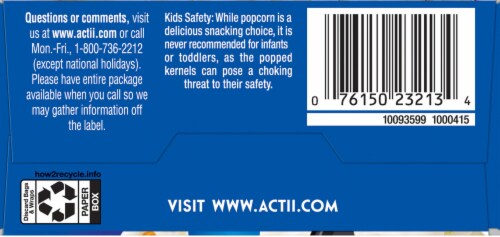 Act II® Kettle Corn Microwave Popcorn Perspective: bottom
