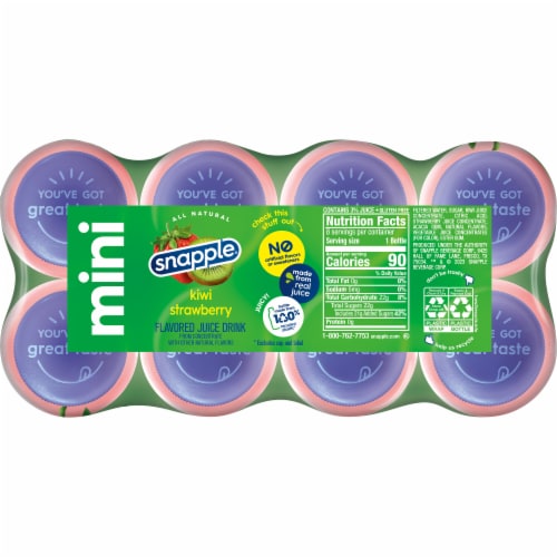 Snapple Strawberry Kiwi Juice Mini Bottles Perspective: bottom