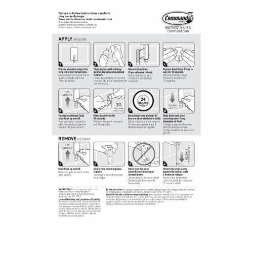 Command™ Bath Stainless Steel Squeegee and Satin Nickel Hook Perspective: bottom