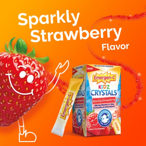 Emergen-C Kids Crystals On-the-Go Immune Support Sparkly Strawberry Supplement Perspective: bottom