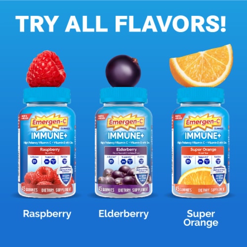 Emergen-C Immune+ Triple Action Elderberry Immune Support Gummies Perspective: bottom