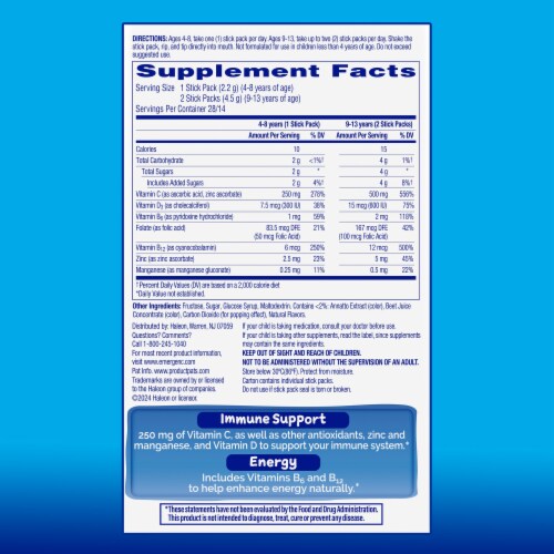 Emergen-C Kidz Immune+ Crystals, On-the-Go Immune Support Supplement, Tropical Punch Perspective: bottom