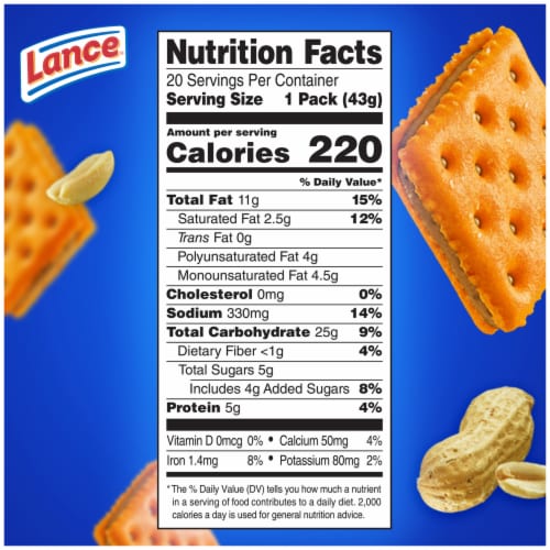 Lance Sandwich Crackers ToastChee Peanut Butter 20 Individually Wrapped Packs Perspective: bottom