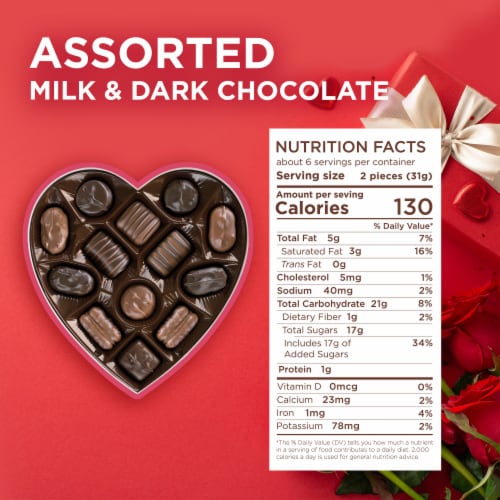 WHITMAN'S SAMPLER Valentine's Day Assorted Milk & Dark Chocolate Candy Floral Heart Gift Tin Perspective: bottom