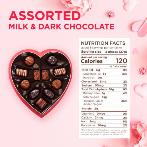 WHITMAN'S SAMPLER Valentine's Day Red Floral Heart Assorted Milk & Dark Chocolate Candy Gift Box Perspective: bottom