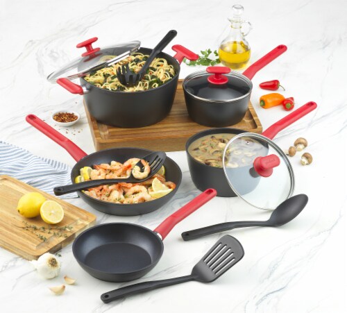 GoodCook ProEase Nonstick 12 Piece Cookware Set with Utensils, Black Perspective: bottom