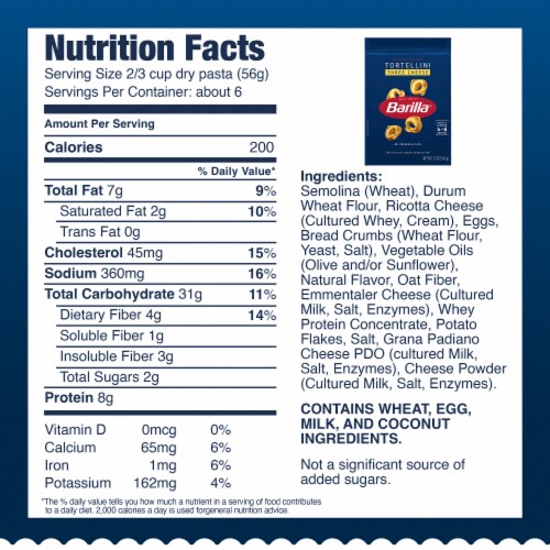 Barilla® Three Cheese Non-GMO and Pantry Friendly Dried Tortellini Pasta Perspective: bottom