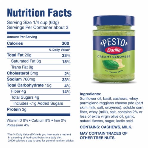 Barilla Creamy Genovese Pesto with Italian Basil Pasta Sauce and Spread Perspective: bottom