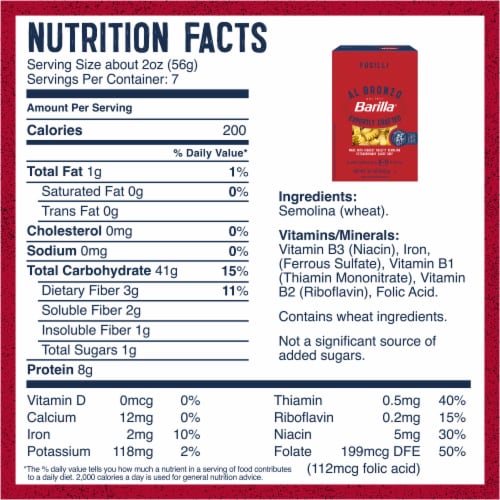 Barilla Al Bronzo Fusilli Non-Gmo Kosher Bronze Cut Premium Pasta Perspective: bottom