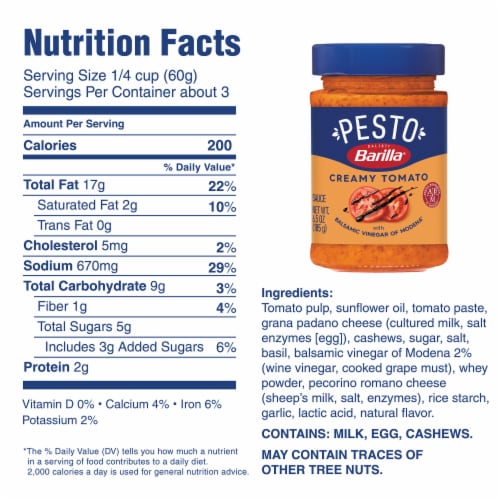 Barilla Creamy Tomato Pesto Pasta Sauce and Spread Perspective: bottom