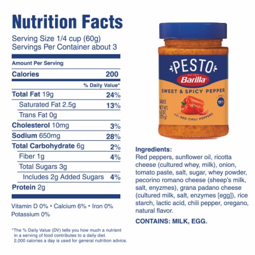Barilla Sweet and Spicy Pepper Pesto Pasta Sauce and Spread Perspective: bottom
