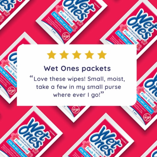 Wet Ones Hand Wipes Fresh Scent Antibacterial Individually Wrapped Perspective: bottom