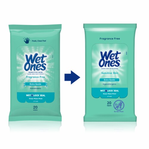Wet Ones Hand Wipes for Sensitive Skin Extra Gentle Travel Pack Perspective: bottom