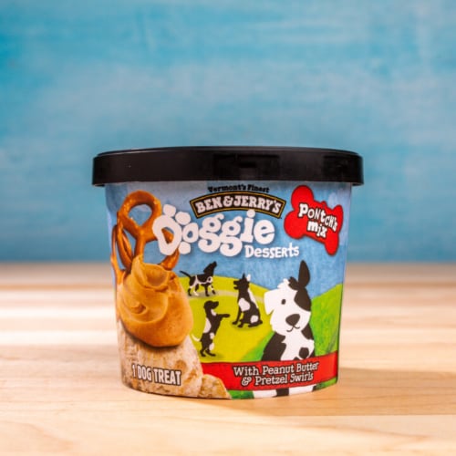Ben & Jerry's Pontch's Peanut Butter & Pretzel Swirls Mix Frozen Dog Treat Cup Perspective: bottom