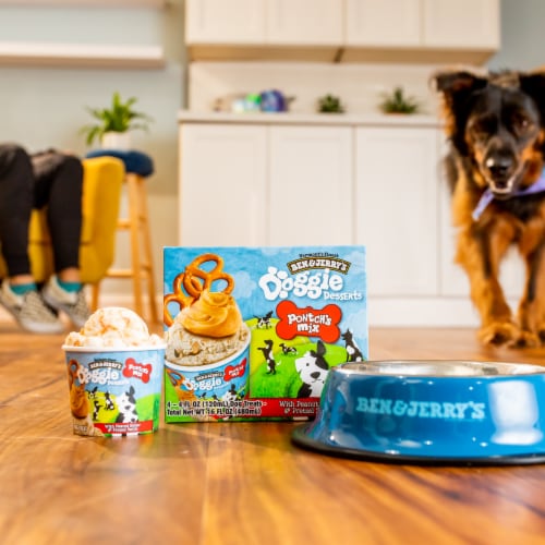Ben & Jerry's Pontch's Mix Peanut Butter & Pretzel Swirls Frozen Dog Treat Cups Perspective: bottom