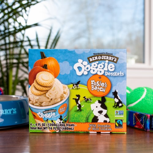 Ben & Jerry's Rosie's Batch Pumpkin & Mini Cookies Frozen Dog Treat Cups Perspective: bottom