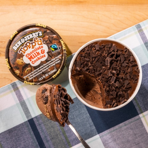 Ben & Jerry's Topped Chocolate Milk & Cookies Ice Cream Pint Perspective: bottom