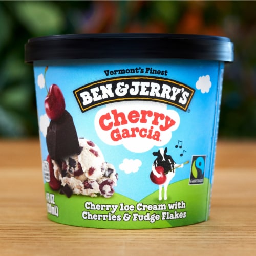 Ben & Jerry's Cherry Garcia with Cherries & Fudge Flakes Mini Ice Cream Cups Perspective: bottom