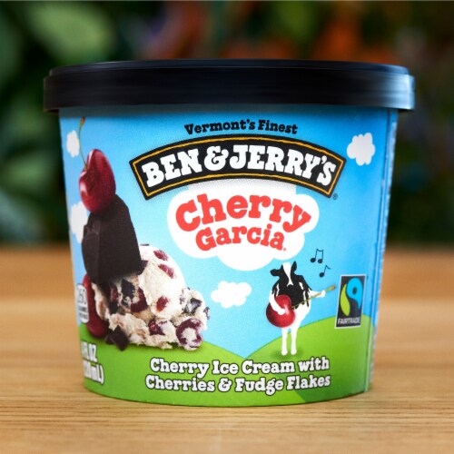 Ben & Jerry's Cherry Garcia with Cherries & Fudge Flakes Mini Ice Cream Cups Perspective: bottom