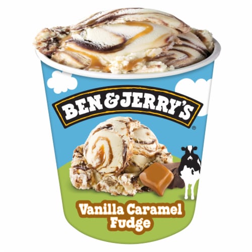 Ben & Jerry's Ice Cream Pint Vanilla Caramel Fudge Pint Perspective: bottom