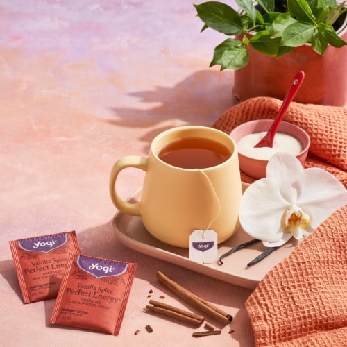Yogi Vanilla Spice Perfect Energy Organic Black Tea Bags Perspective: bottom