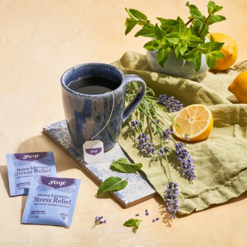 Yogi Honey Lavender Stress Relief Organic Herbal Tea Bags Perspective: bottom