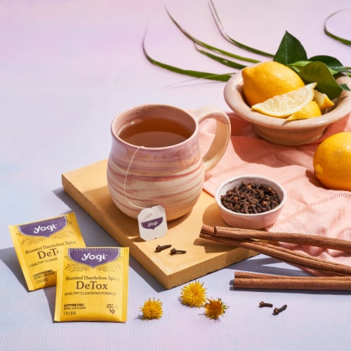 Yogi Roasted Dandelion Spice Detox Organic Herbal Tea Bags Perspective: bottom