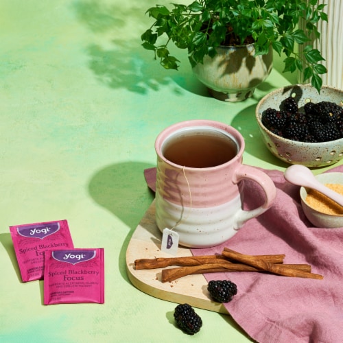 Yogi Spiced Blackberry Focus Organic Black Tea Bags Perspective: bottom