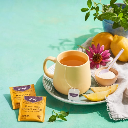 Yogi Honey Lemon Throat Comfort Organic Herbal Tea Bags Perspective: bottom